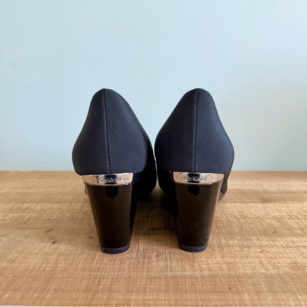 Calvin Klein Classic Black Wedge Heels - Picture 3 of 9